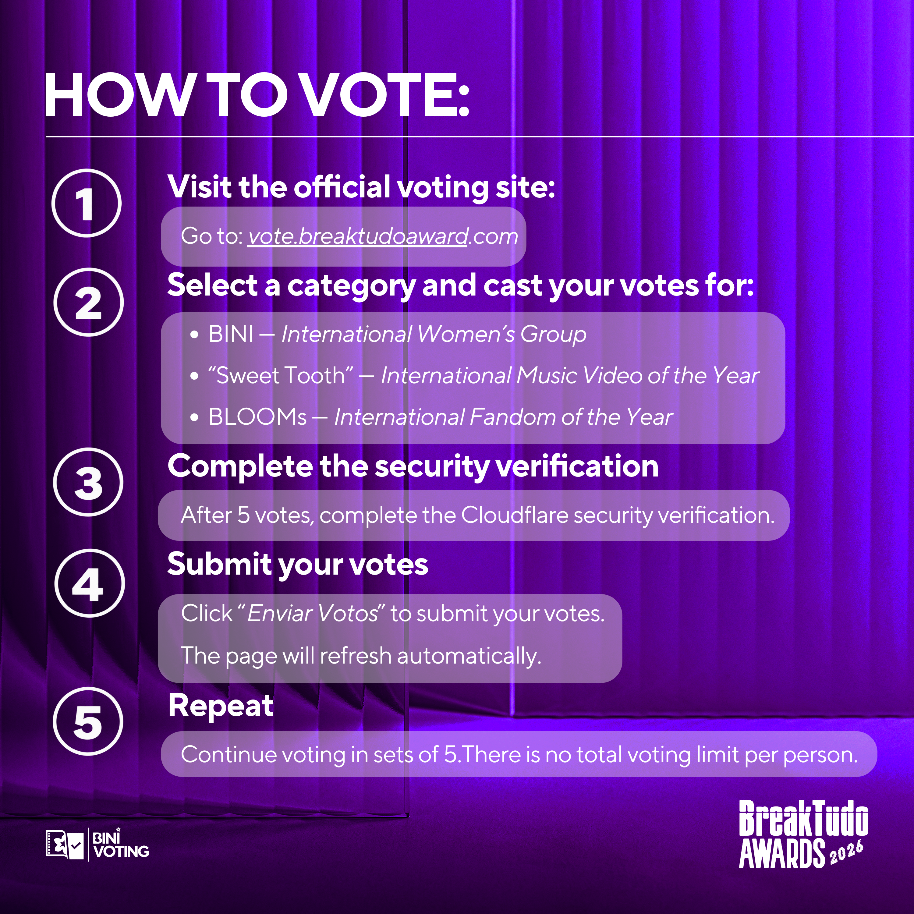 BreakTudo Awards 2026 voting instructions step 1