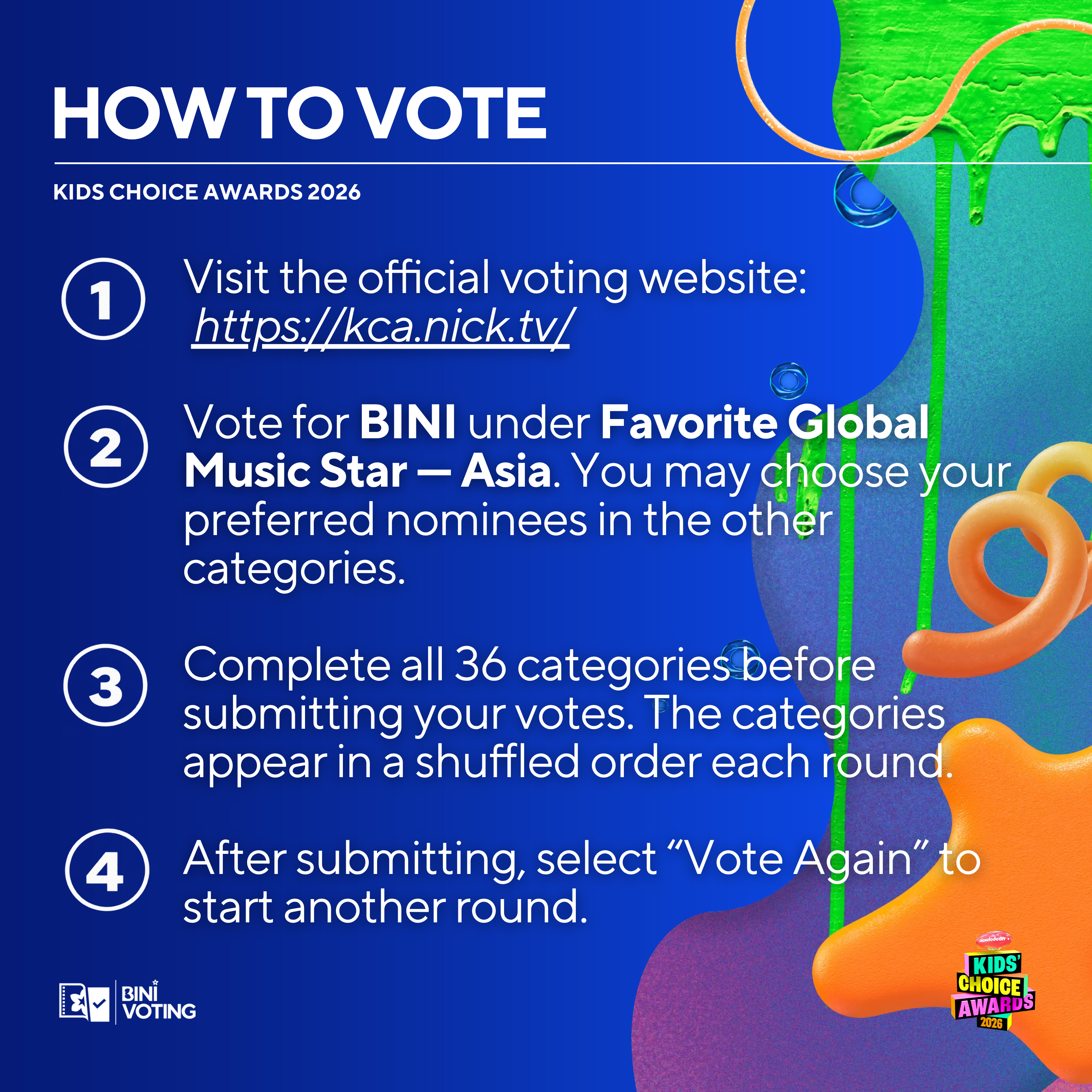 Kids’ Choice Awards 2026 voting instructions step 1
